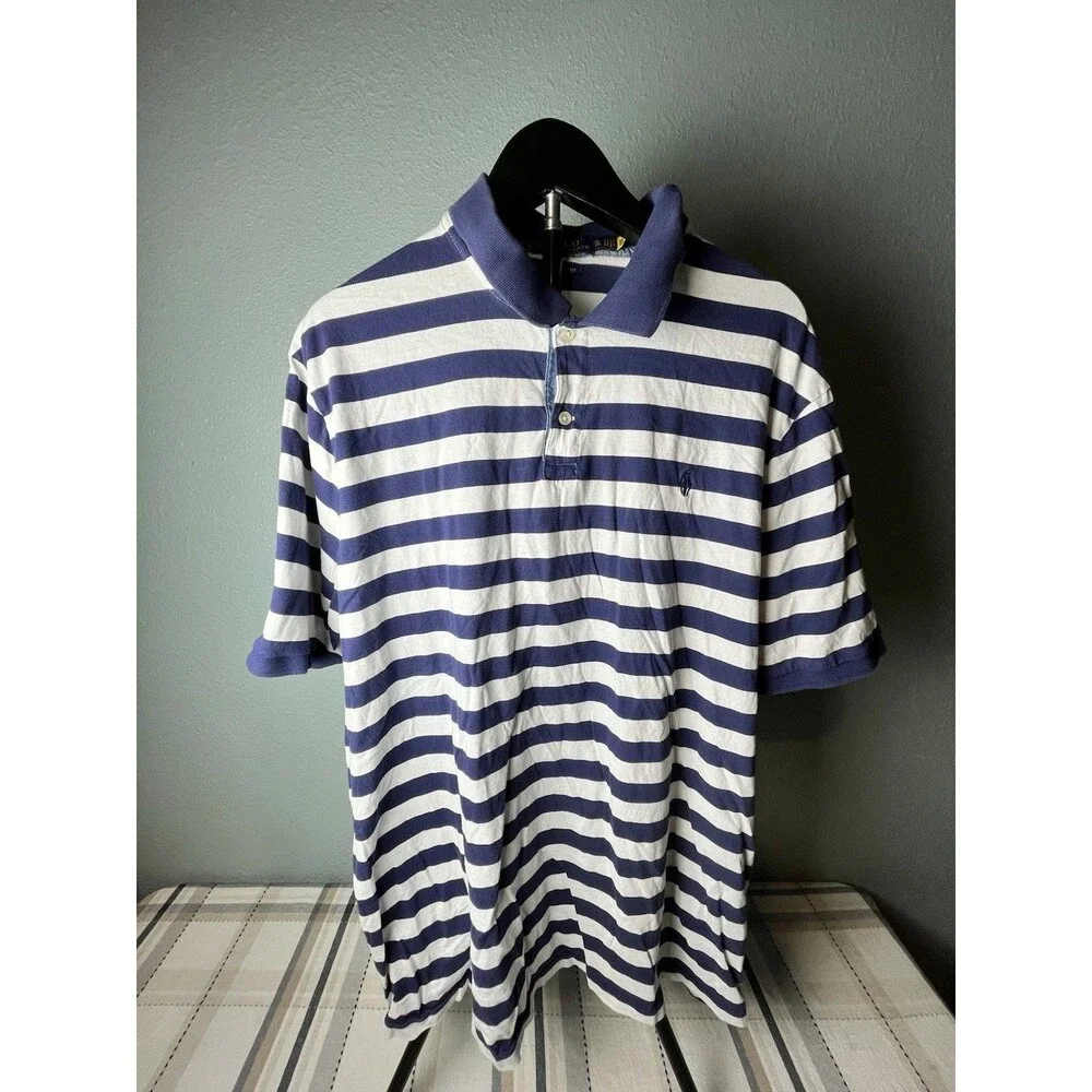 Polo Ralph Lauren Classic Fit Blue/White Striped Short Sleeve Shirt Size XL